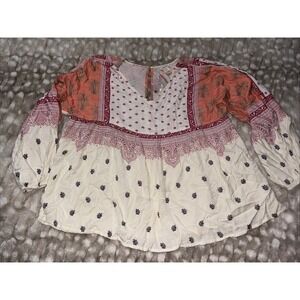 Sundance Poetic Mood Bohemian Peasant Style Festival Paisley Blouse Large